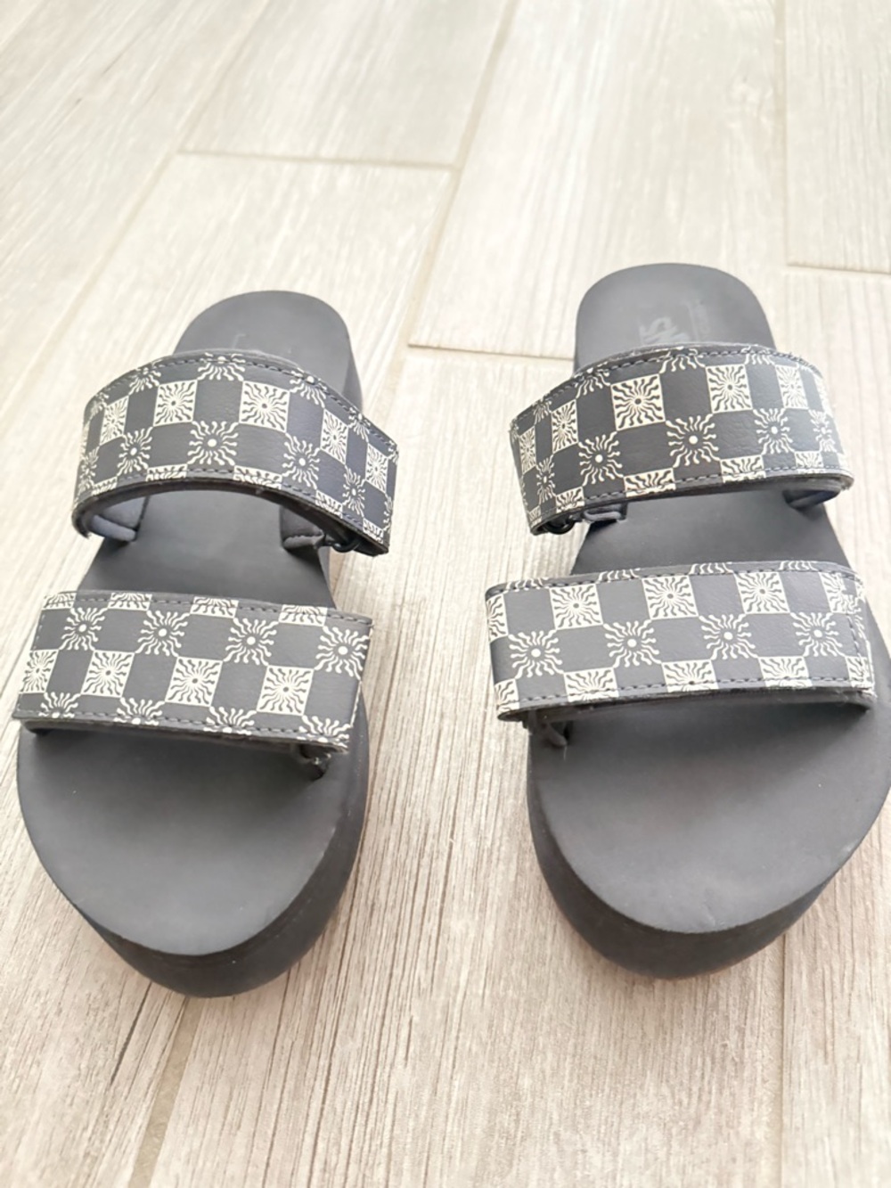 Vans Gray Double-Strap Slide Sandals